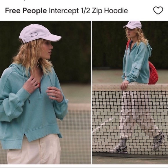 Free People! FP Movement Intercept 1/2 Zip Hoodie In Light Blue Cargo NWT! - Picture 4 of 9